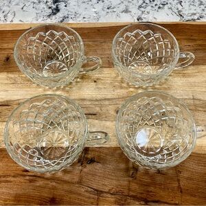 Anchor Hocking Waterford Waffle Clear Glass Tea/Punch Cups (4)